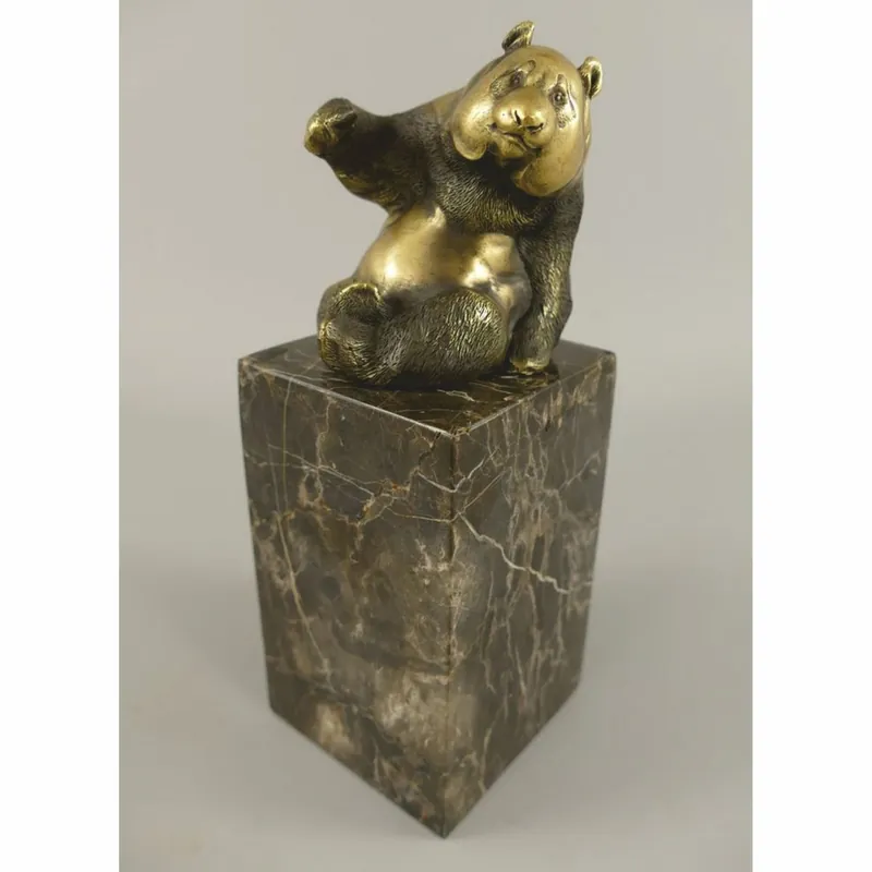 Günstig Casa Padrino sculpture en bronze ours panda or / noir H. 21 cm - Figure en bronze