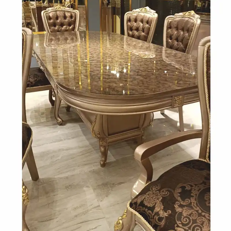 Finale Aktion Casa Padrino table à manger baroque de luxe gris / noir / or 230 cm - Meubles de salle à manger baroques