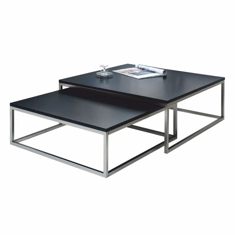 Casa Padrino ensemble de 2 tables basse noir / argent - Meubles de salon Bestpreis