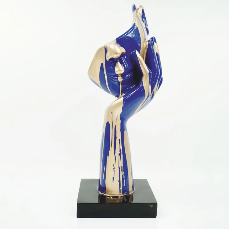 Neue Kollektion Casa Padrino sculpture décorative bleu / or / noir H. 50 cm - Figure décorative