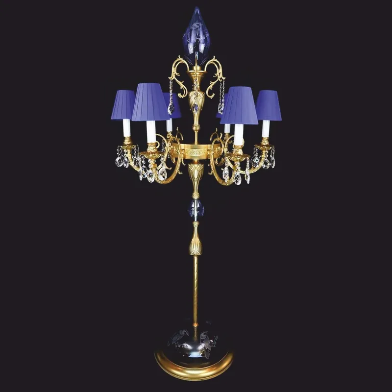 Casa Padrino lampadaire baroque de luxe en cristal or / bleu Ø 72 x H. 177 cm Markenprodukt
