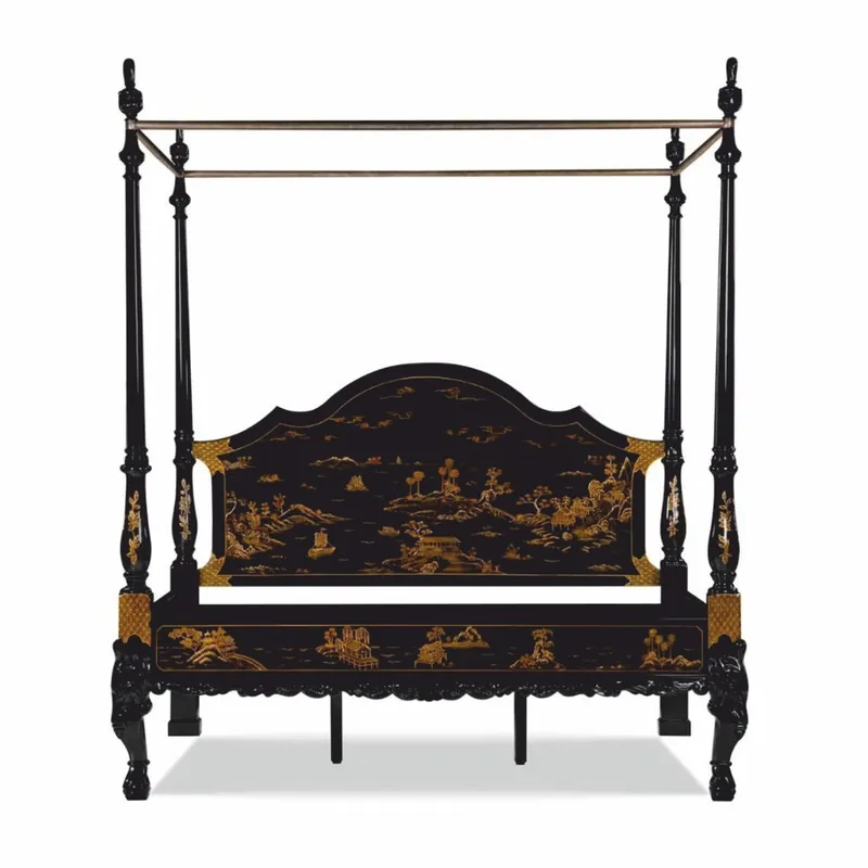 Casa Padrino lit à baldaquin de luxe de style baroque chinois noir / or - Meubles de chambre Online Kaufen