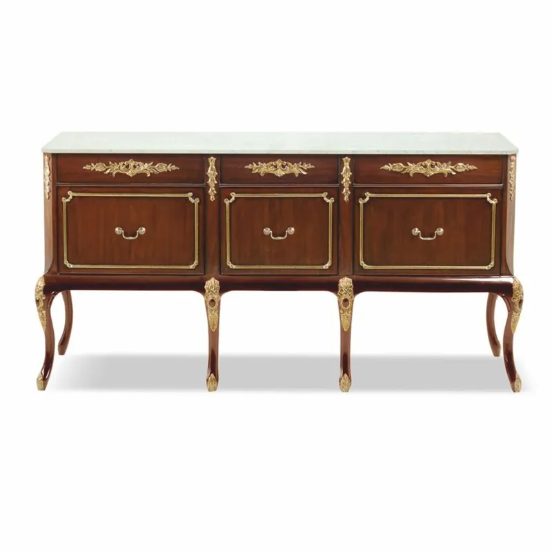 Neu Casa Padrino commode baroque de luxe avec plateau en marbre marron / or / crème 167 cm - Meubles baroques