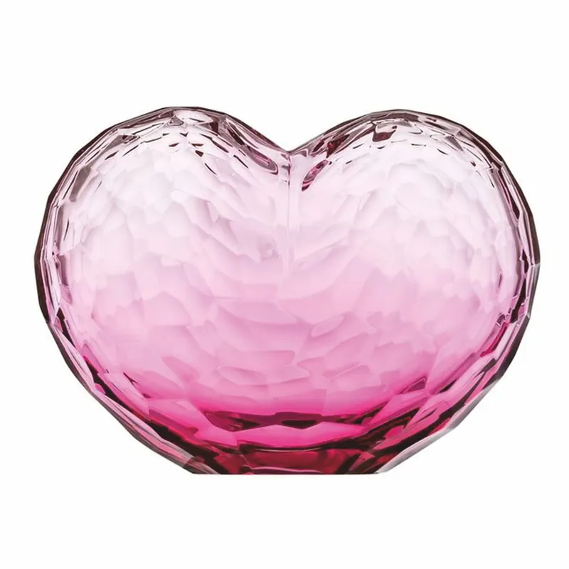Casa Padrino coeur décoratif en verre cristal de luxe rose 13,5 x 10 x H. 10 cm - Soufflé bouche & poncé à la main Preiswert