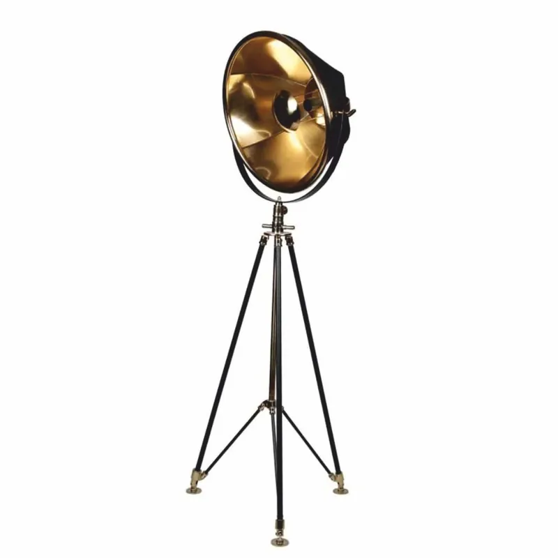 Casa Padrino lampe de studio trépied rétro noir / or H. 190 cm - Lampadaire en métal Sale