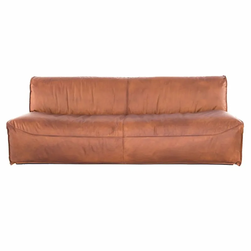 Geprüft Casa Padrino canapé en cuir de luxe marron clair 190 cm - Canapé de salon modulable en cuir véritable