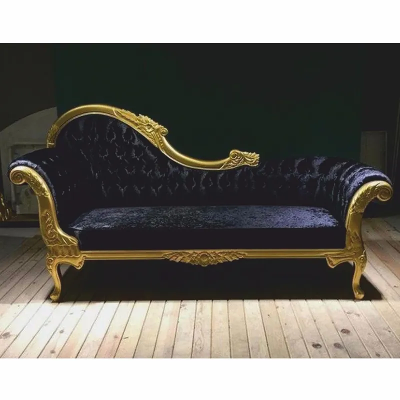 Expressversand Casa Padrino chaise longue baroque de luxe noir / or 220 cm - Meubles style baroque