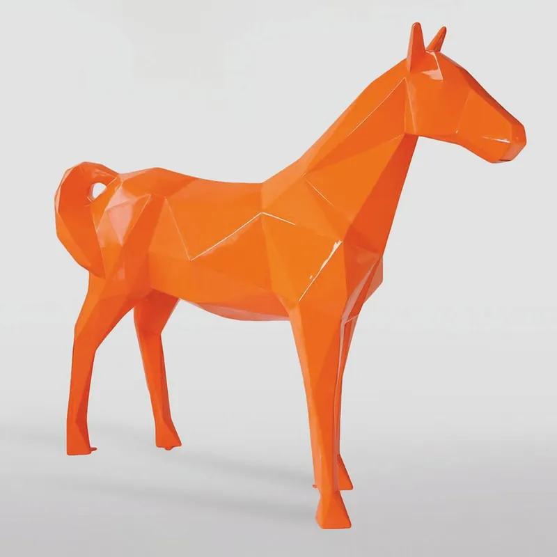 Casa Padrino sculpture décorative XXL cheval orange 220 x H. 190 cm - Figurine de jardin grandeur nature Expressversand