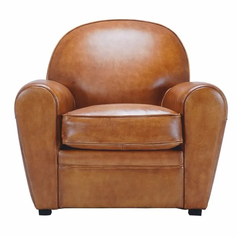Geprüft Casa Padrino fauteuil de luxe en cuir véritable marron clair / noir - Meubles en cuir véritable