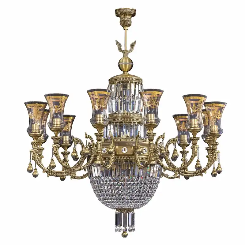 Bestseller Casa Padrino lustre baroque de luxe en cristal laiton avec patine Ø 107 x H. 120 cm