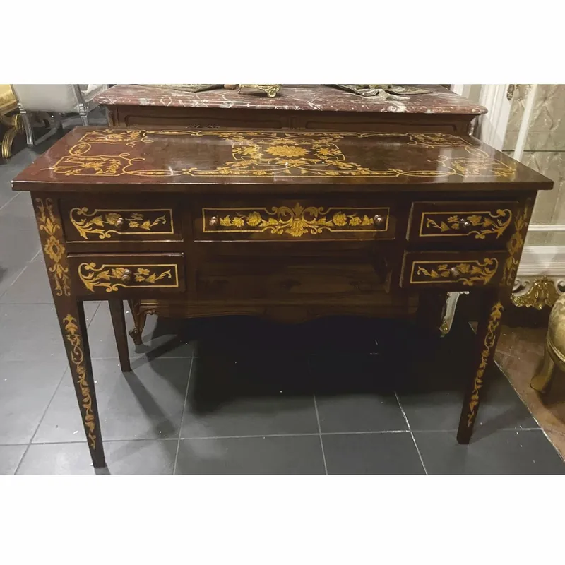 Casa Padrino secrétaire baroque avec 5 tiroirs marron foncé / or 110 cm - Meubles de bureau baroque Jetzt Kaufen