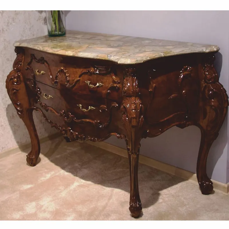 Versand Am Gleichen Tag Casa Padrino commode baroque de luxe avec plateau en marbre marron foncé / gris 156 cm - Meubles baroques