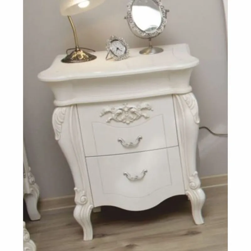 Expressversand Casa Padrino table de chevet baroque de luxe avec 2 tiroirs blanc / argent H. 70 cm
