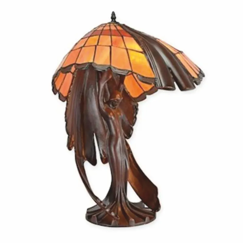 Casa Padrino lampe de table Art Déco Tiffany marron / orange H. 65 cm - Luminaires Tiffany Sale