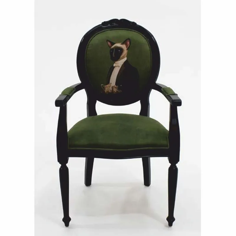 Günstig Casa Padrino chaise de salle à manger baroque de luxe en velours avec accoudoirs domestique chat vert / noir