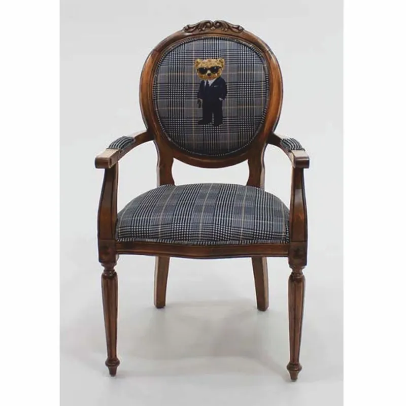 Solange Der Vorrat Reicht Casa Padrino chaise de salle à manger baroque de luxe avec accoudoirs espion ours en peluche bleu / marron