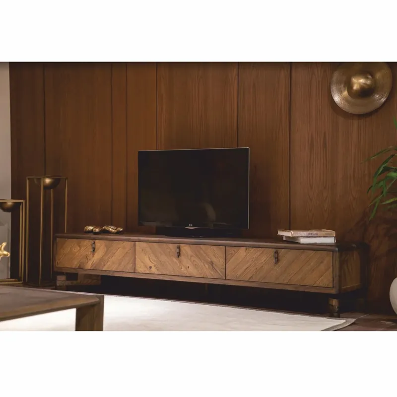 Casa Padrino armoire TV de luxe avec 3 tiroirs marron 240 cm - Meubles de salon & hôtel Top-Seller