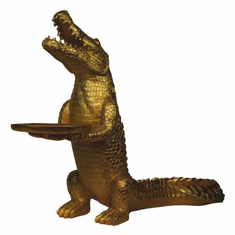 Casa Padrino sculpture décorative de luxe crocodile avec plateau or H. 52 cm - Figure décorative Online Kaufen