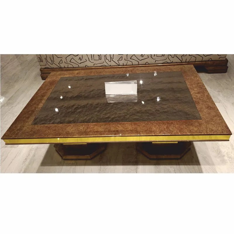 Finale Aktion Casa Padrino table basse Art Déco de luxe marron / or 119 cm - Meubles de salon