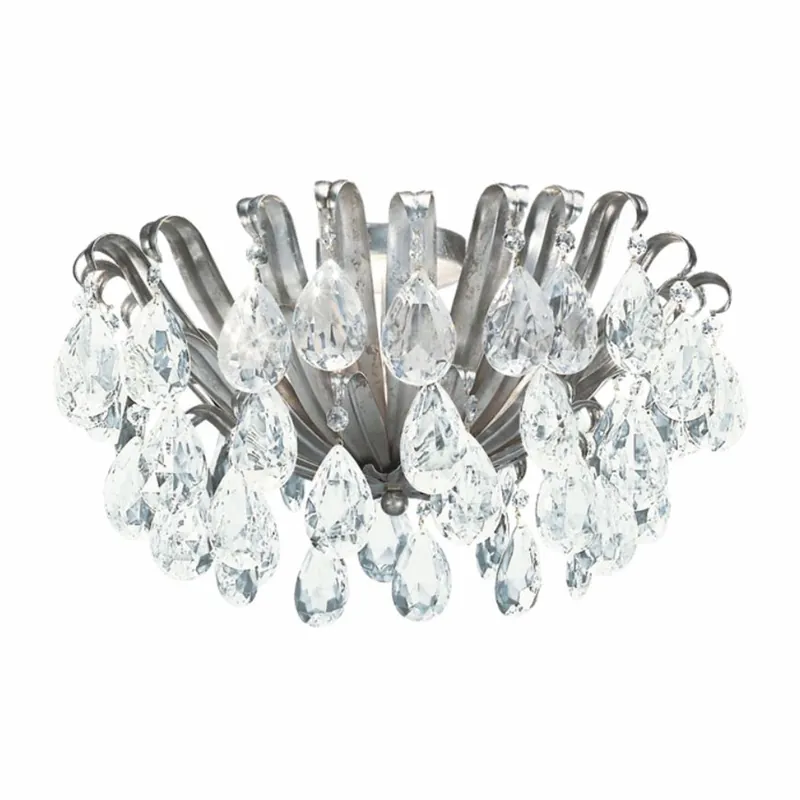 Markenware Casa Padrino Lampe de Couverture Baroque de Luxe en Cristal Argent Antique Ø 50 x H. 32 cm - Fabriqué en Italie