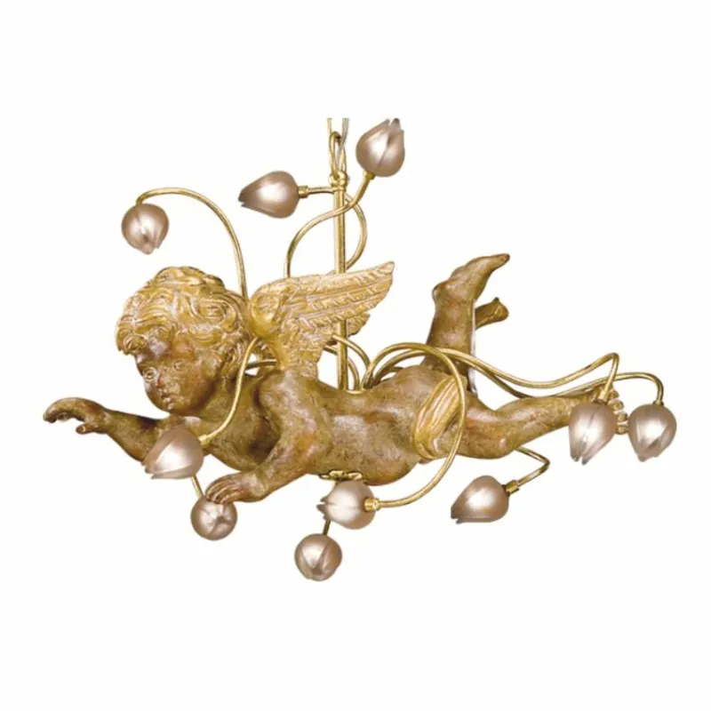 Casa Padrino lampe suspendue LED Art Nouveau de luxe or antique / ambre 60 cm - Fabriquée en Italie Top-Angebot