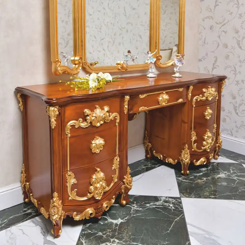 Casa Padrino commode à maquillage baroque de luxe marron / or 170 cm - Fabriquée en Italie Kracherpreis