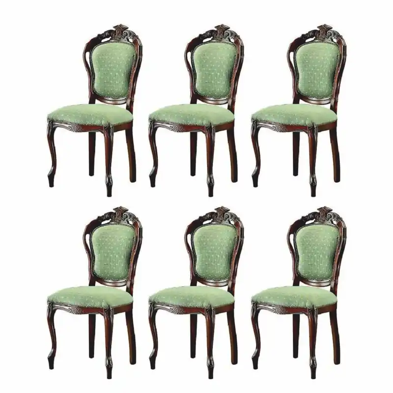 Markenprodukt Casa Padrino ensemble de 6 chaises de salle à manger baroque de luxe vert / marron foncé H. 100 cm - Meubles baroques