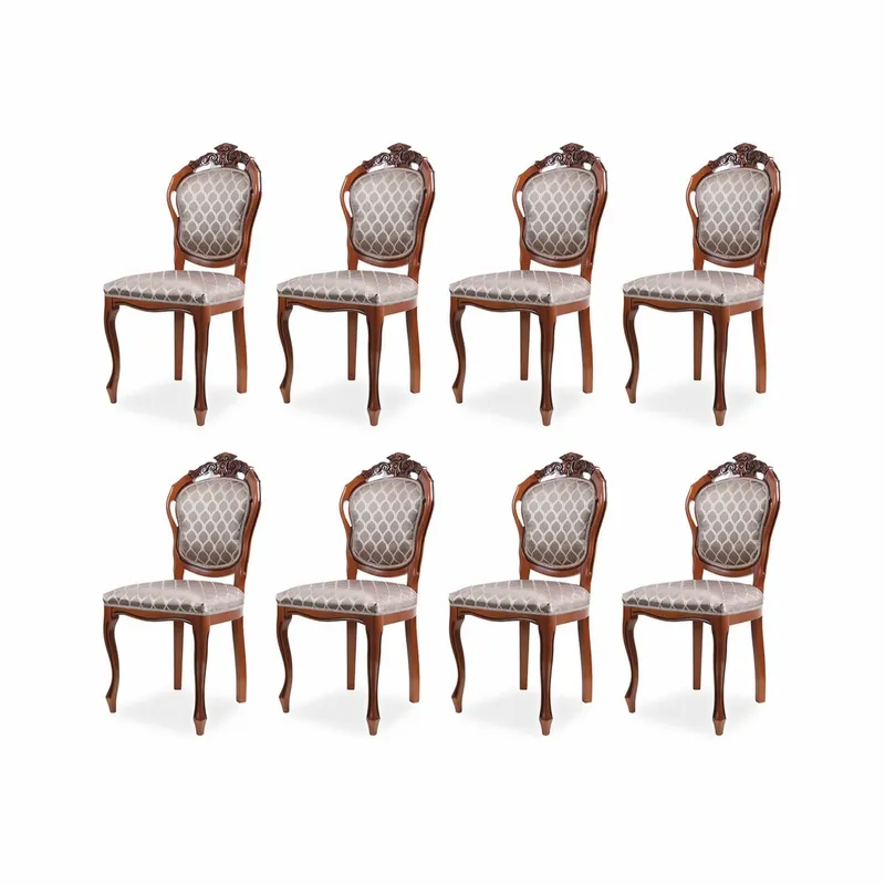 Casa Padrino ensemble de 8 chaises de salle à manger baroque de luxe avec motif gris / marron H. 102 cm Garantierte Lieferung
