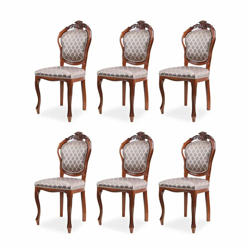 Casa Padrino ensemble de 6 chaises de salle à manger baroque de luxe avec motif gris / marron H. 102 cm Neu