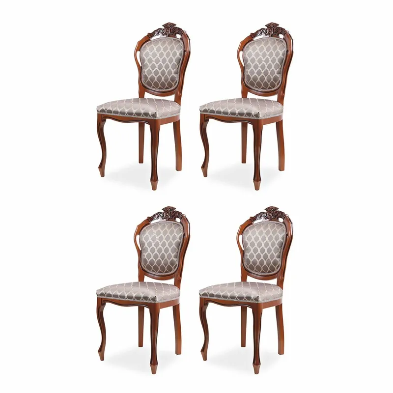 Casa Padrino ensemble de 4 chaises de salle à manger baroque de luxe avec motif gris / marron H. 102 cm Nur Für Kurze Zeit