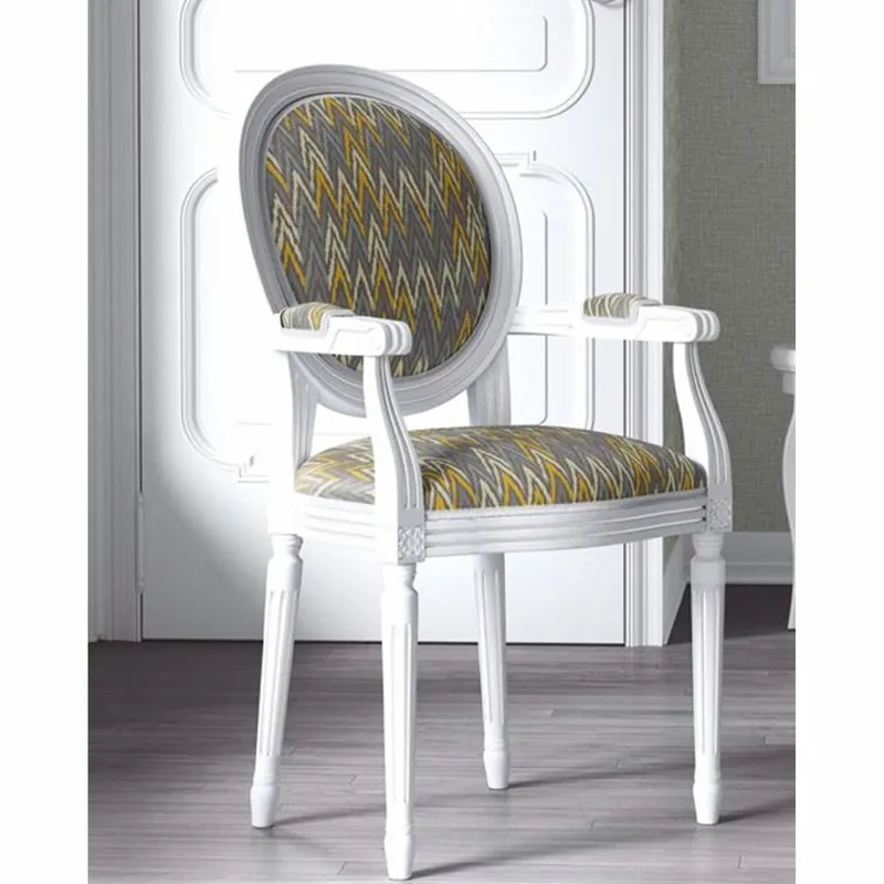 Billig Casa Padrino chaise de salle à manger baroque de luxe avec accoudoirs gris / jaune / blanc