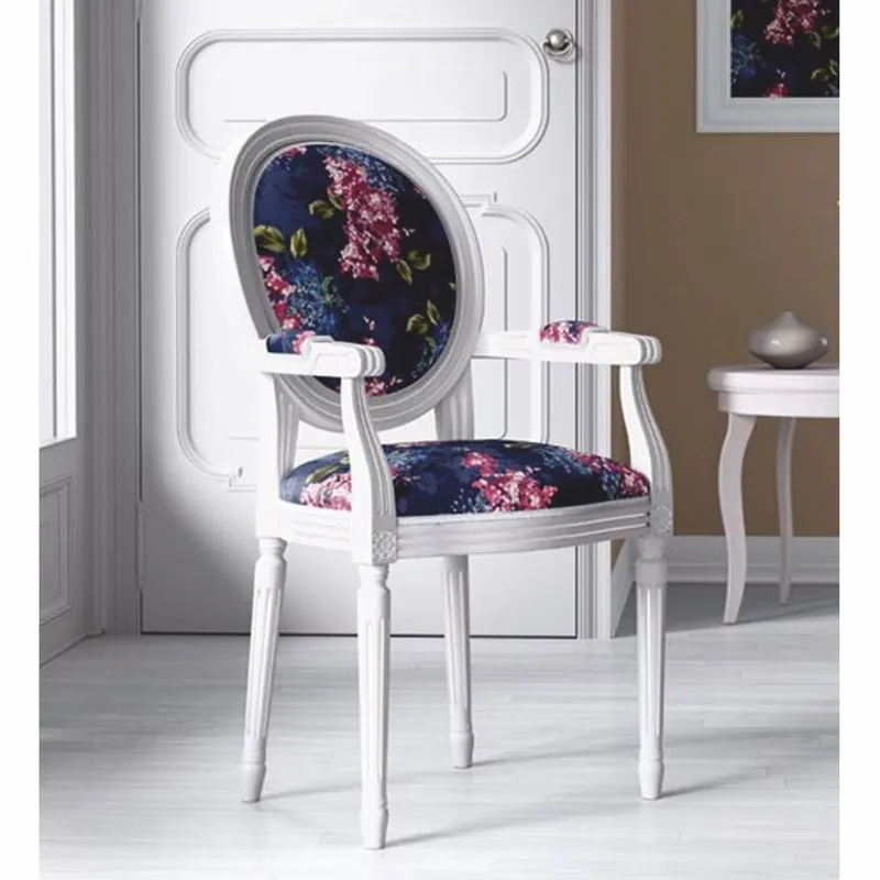 Must-Have Casa Padrino chaise de salle à manger baroque de luxe avec accoudoirs violet / blanc - Meubles baroques
