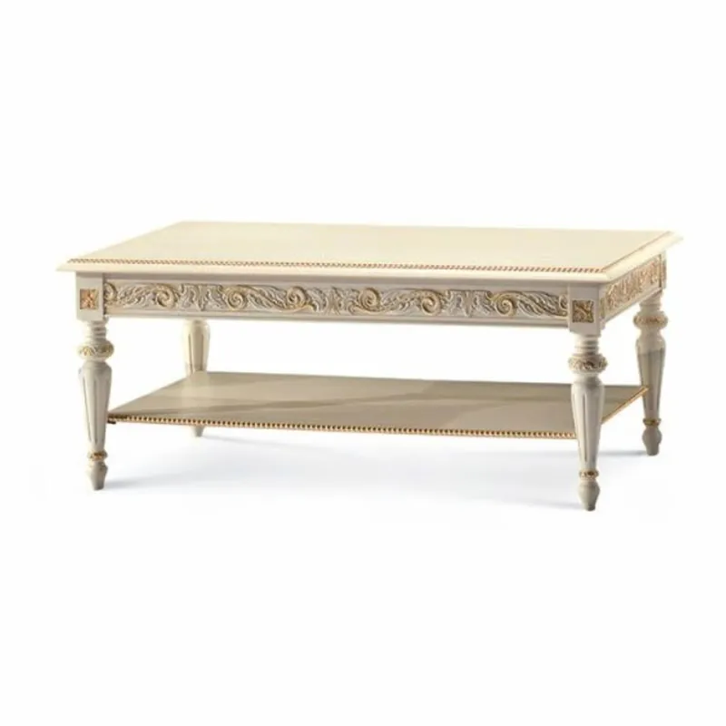 Casa Padrino table basse baroque de luxe blanc / or 120 cm - Fabriqué en Italie Super-Preis