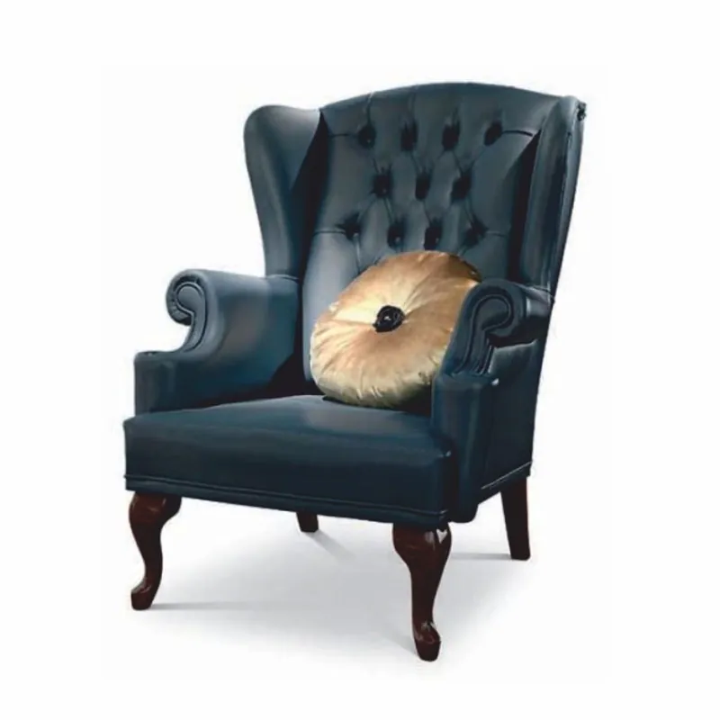 Meistverkauft Casa Padrino fauteuil à oreilles baroque Chesterfield de luxe en cuir véritable bleu / marron foncé - Fabriqué en Italie