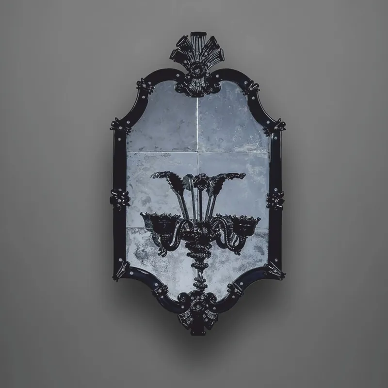 Billig Casa Padrino miroir baroque de luxe avec applique murale double noir H. 110 cm - Fabriqué en Italie