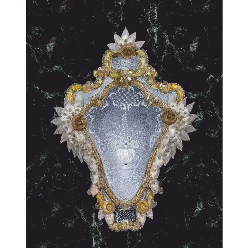 Casa Padrino miroir baroque de luxe jaune H. 75 cm - Fabriqué en Italie Solange Der Vorrat Reicht