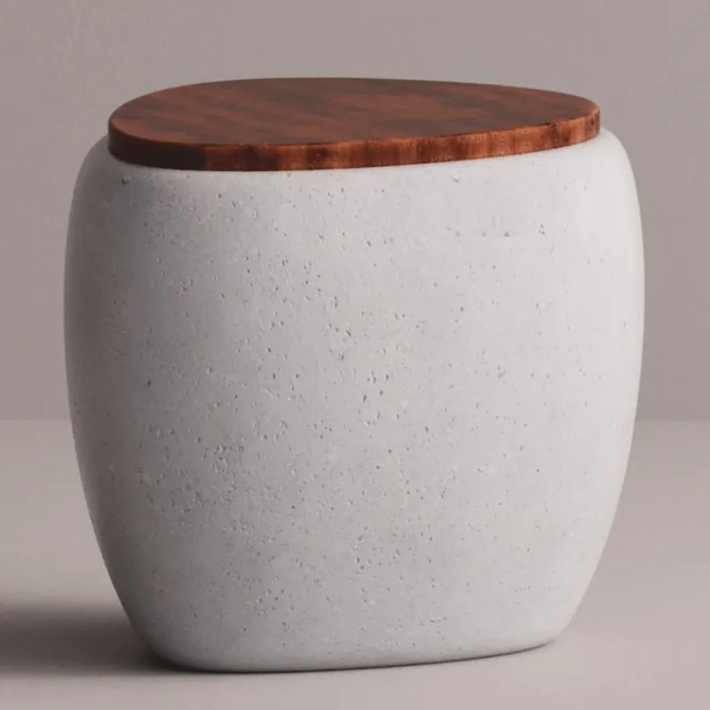 Casa Padrino tabouret de luxe blanc / marron foncé 55 x 48 x H. 47 cm - Meubles en béton Echt