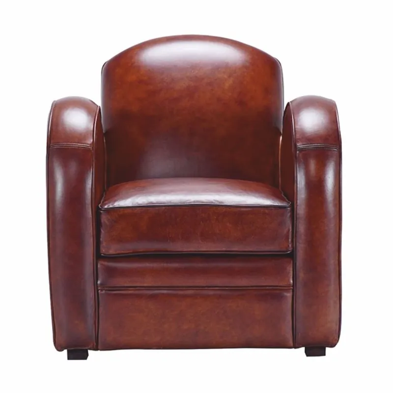 Top-Seller Casa Padrino fauteuil de luxe en cuir véritable marron / noir - Meubles en cuir véritable