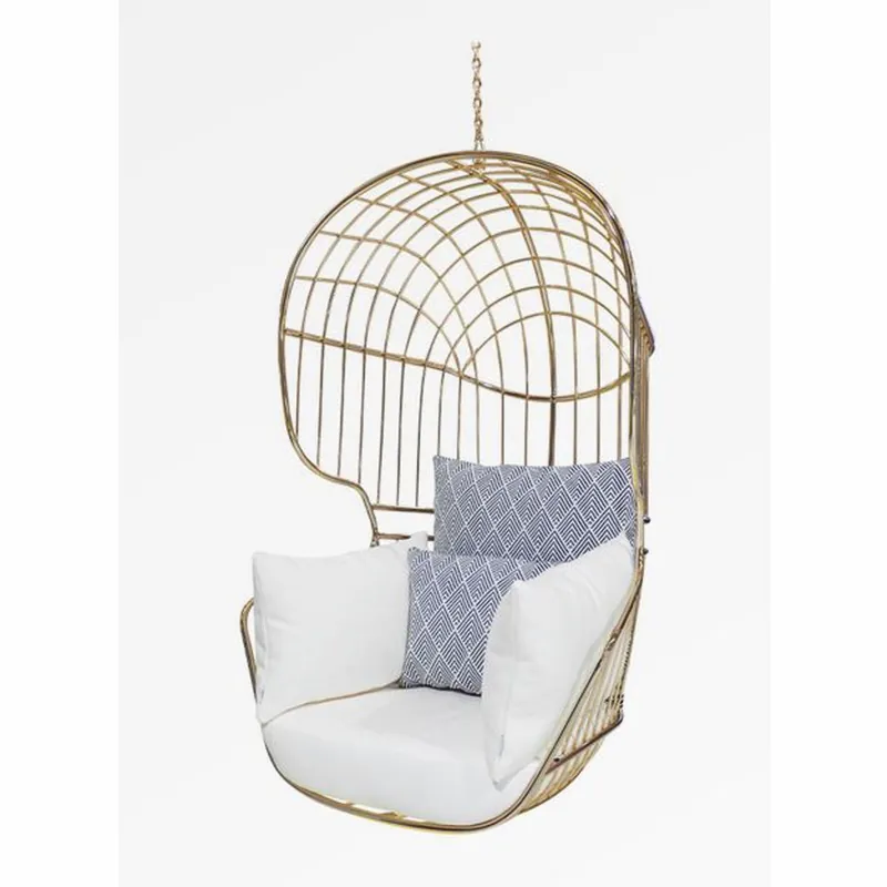 Casa Padrino chaise suspendu de luxe or / blanc / bleu H. 120 cm - Meubles d'intérieur & d'extérieur Online Kaufen