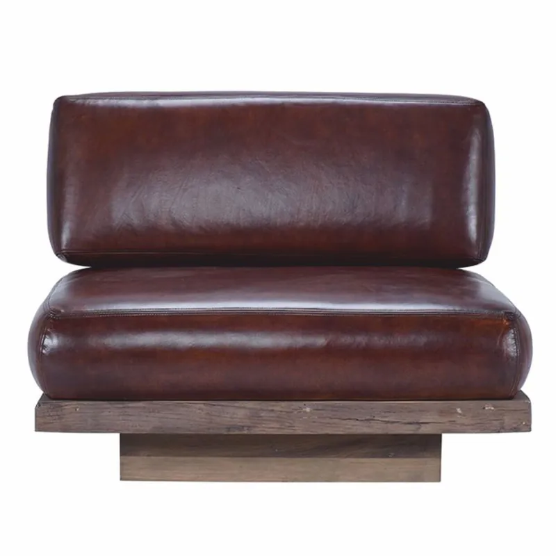 Casa Padrino fauteuil de luxe en cuir véritable marron foncé / marron - Fauteuil de salon modulable Neue Ware