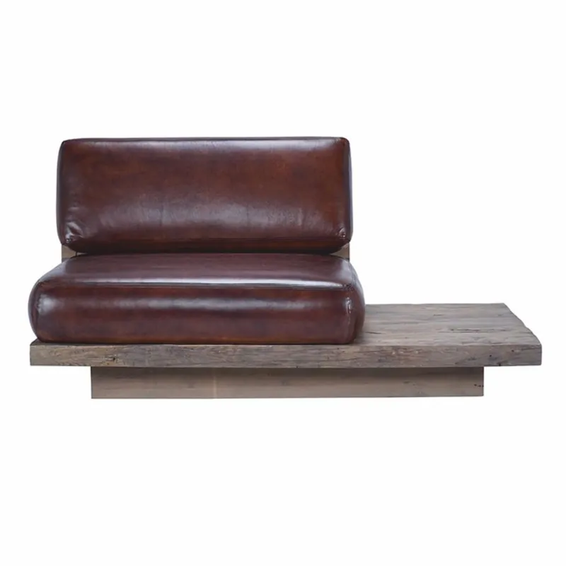 Direktkauf Casa Padrino fauteuil de luxe en cuir véritable côté gauche marron foncé / marron - Fauteuil de salon modulable