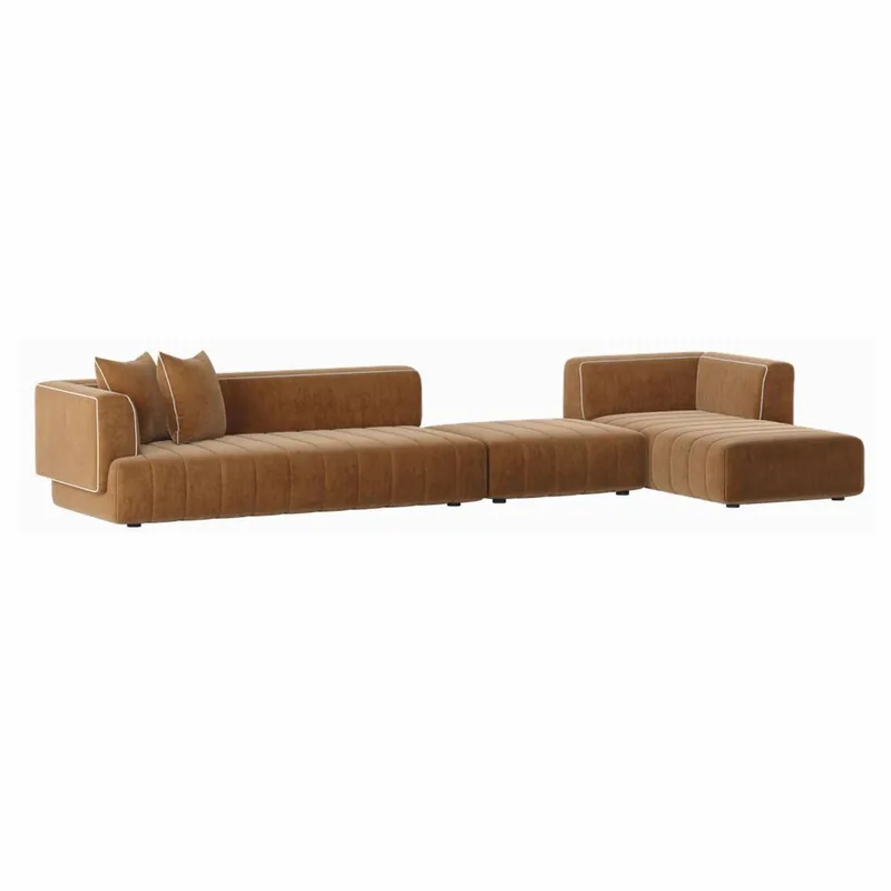 Neue Ware Casa Padrino canapé d'angle de luxe côté droit marron / blanc 420 cm - Canapé modulaire pour salon et hôtel
