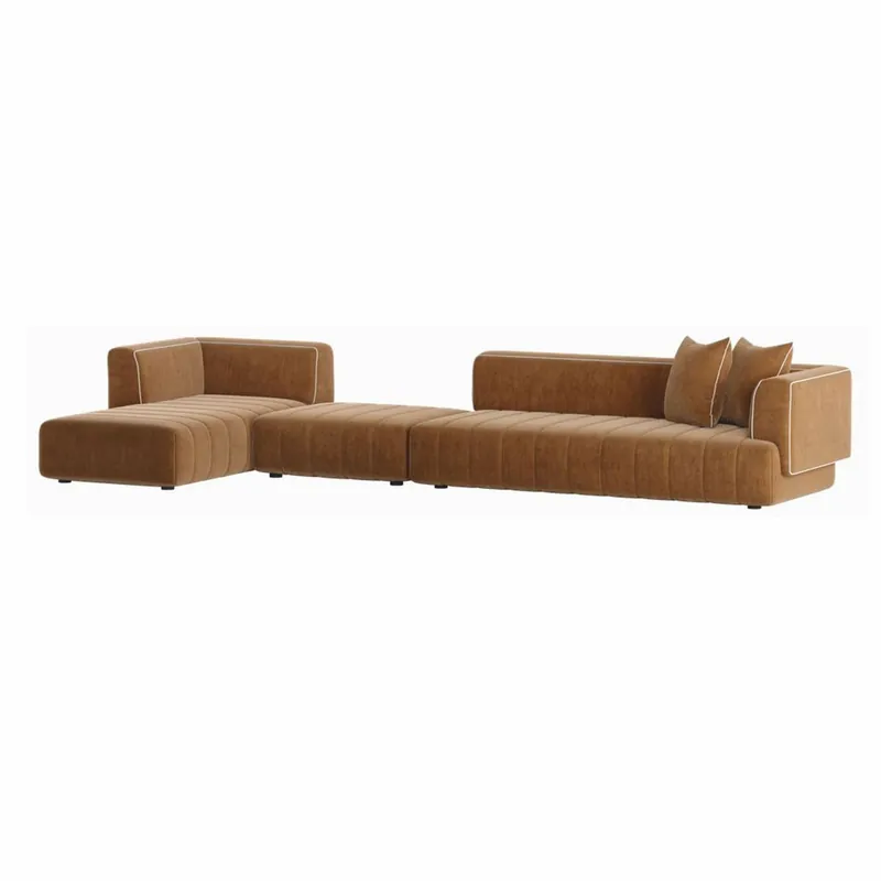Casa Padrino canapé d'angle de luxe côté gauche marron / blanc 420 cm - Canapé modulaire pour salon et hôtel Solange Der Vorrat Reicht