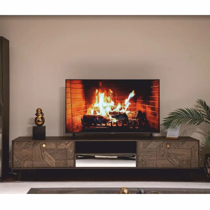 Casa Padrino armoire TV de luxe avec 3 tiroirs marron / laiton 230 cm - Meubles de salon & hôtel Beliebt