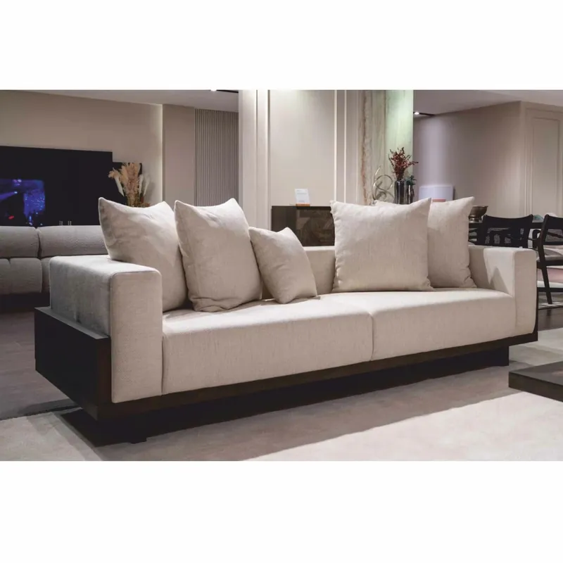 Casa Padrino canapé de luxe crème / marron foncé 240 cm - Meubles de salon et d'hôtel Top-Seller
