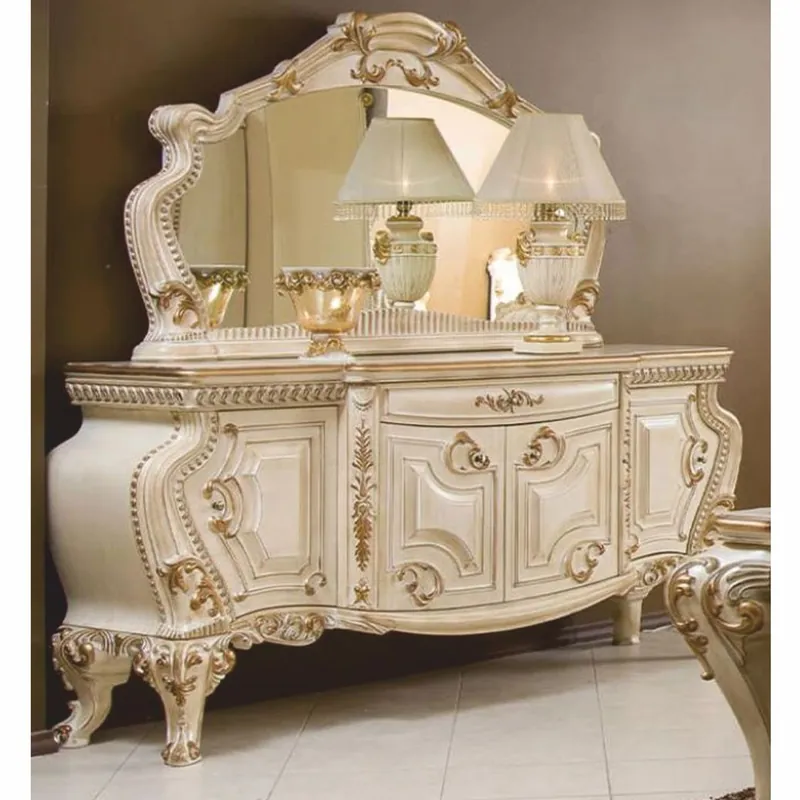 Neuheit Casa Padrino buffet baroque de luxe avec miroir crème / or - Meubles de style baroque