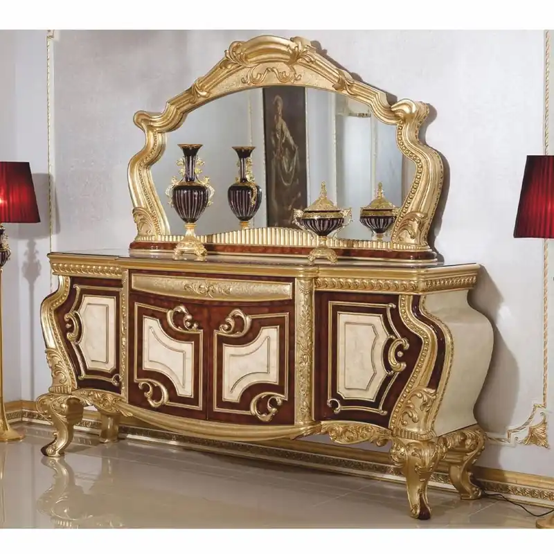 Casa Padrino buffet baroque de luxe avec miroir blanc / marron / or - Meubles de style baroque Sonderaktion