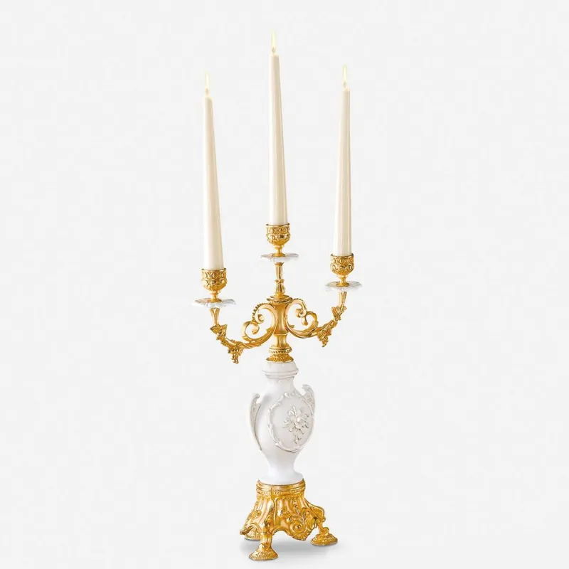 Casa Padrino porte bougie baroque de luxe or / blanc H. 40 cm - Fabriqué en Italie Meistverkauft