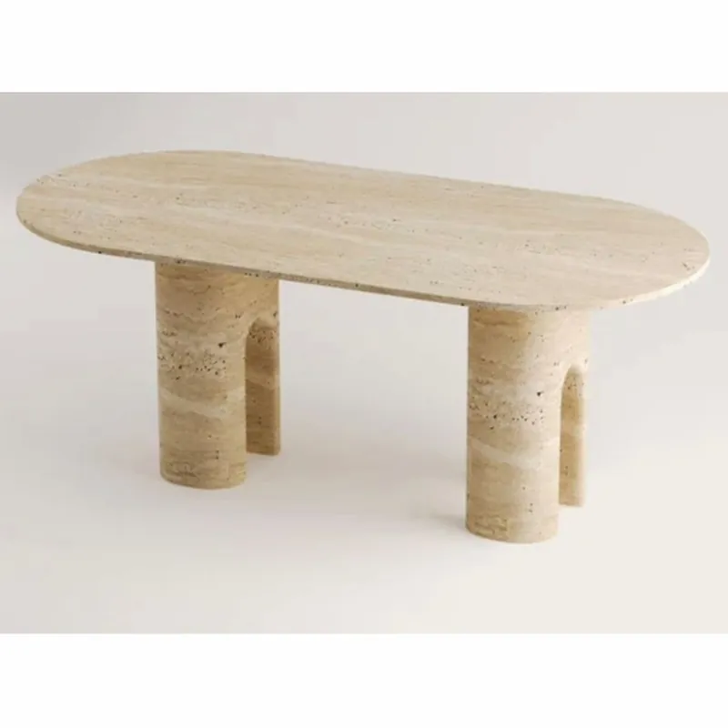 Casa Padrino table à manger de luxe beige 190 cm - Table à manger ovale en travertin Sonderangebot