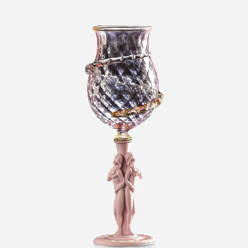 Casa Padrino verre à vin baroque de luxe rose / or Ø 9 x H. 27 cm - Fabriqué en Italie Begrenztes Angebot